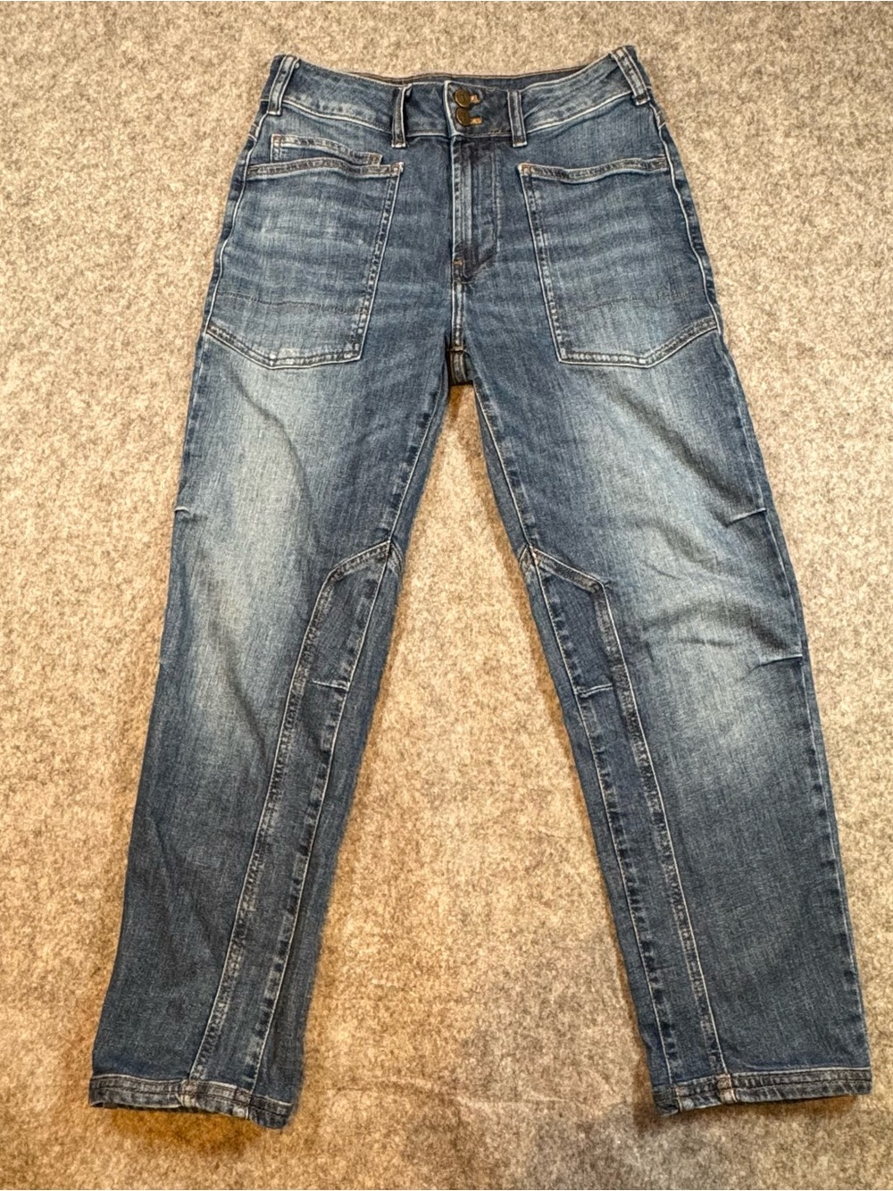 Pilcro Anthropologie Wanderer Jeans 27 Patch Pocket Double Button Straight Leg